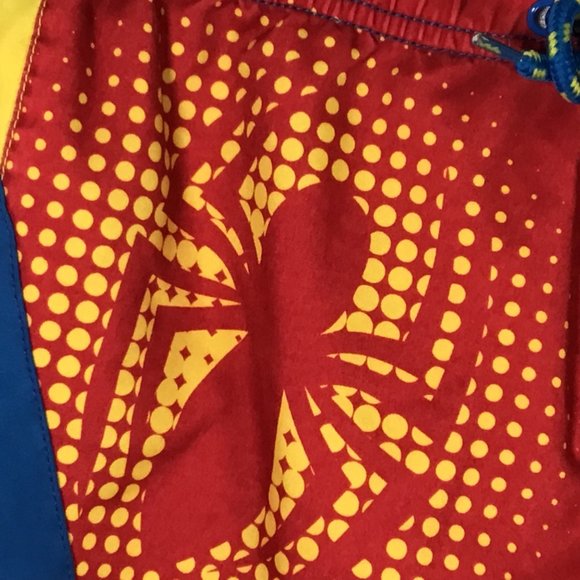 Disney Store Swim Trunks‎ Boys 7/8 Red Blue Yellow Marvel Spiderman Lined Shorts - Picture 6 of 8